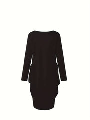 Glitter Christmas Tree Print Long Sleeve Round Neck Baggy Dress