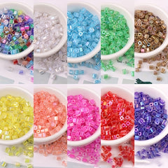 88pcs 4mm Square Fantasy Dyed Heart Glass Beads for DIY Earrings Bracelet