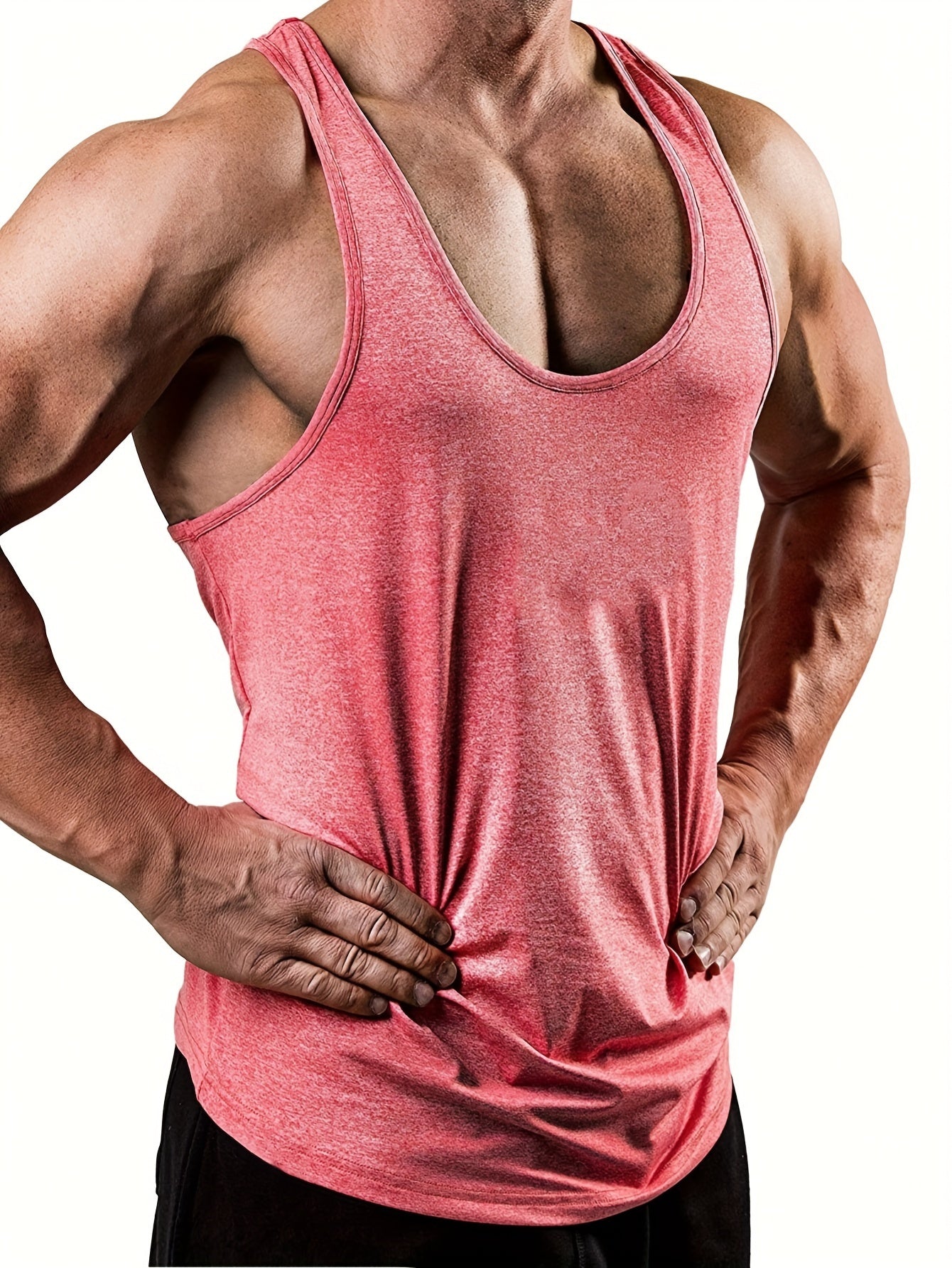 Men's Solid Workout Tank Top Casual Loose Stretch Knitted Top