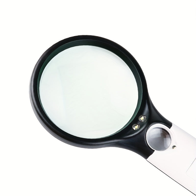 Mini Handheld Magnifying Glass 3 LED Light Pocket Microscope Lens