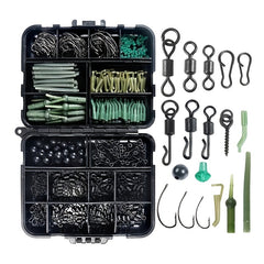 420 Piece Carp Fishing Kit Hooks Materials Portable Box Bass Silver Carp