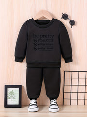 Baby Inspirational Letter Print Outfit BE PRETTY STRONG & BRAVE & KIND