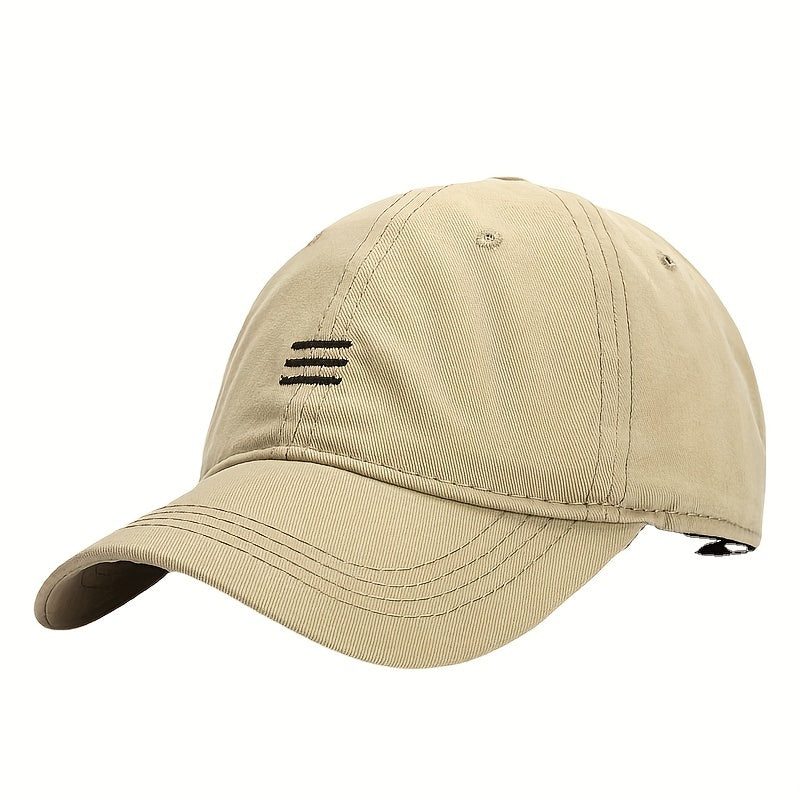 Three Stripe Embroidery Baseball Cap Solid Cotton Sun Hat Casual Dad Hats