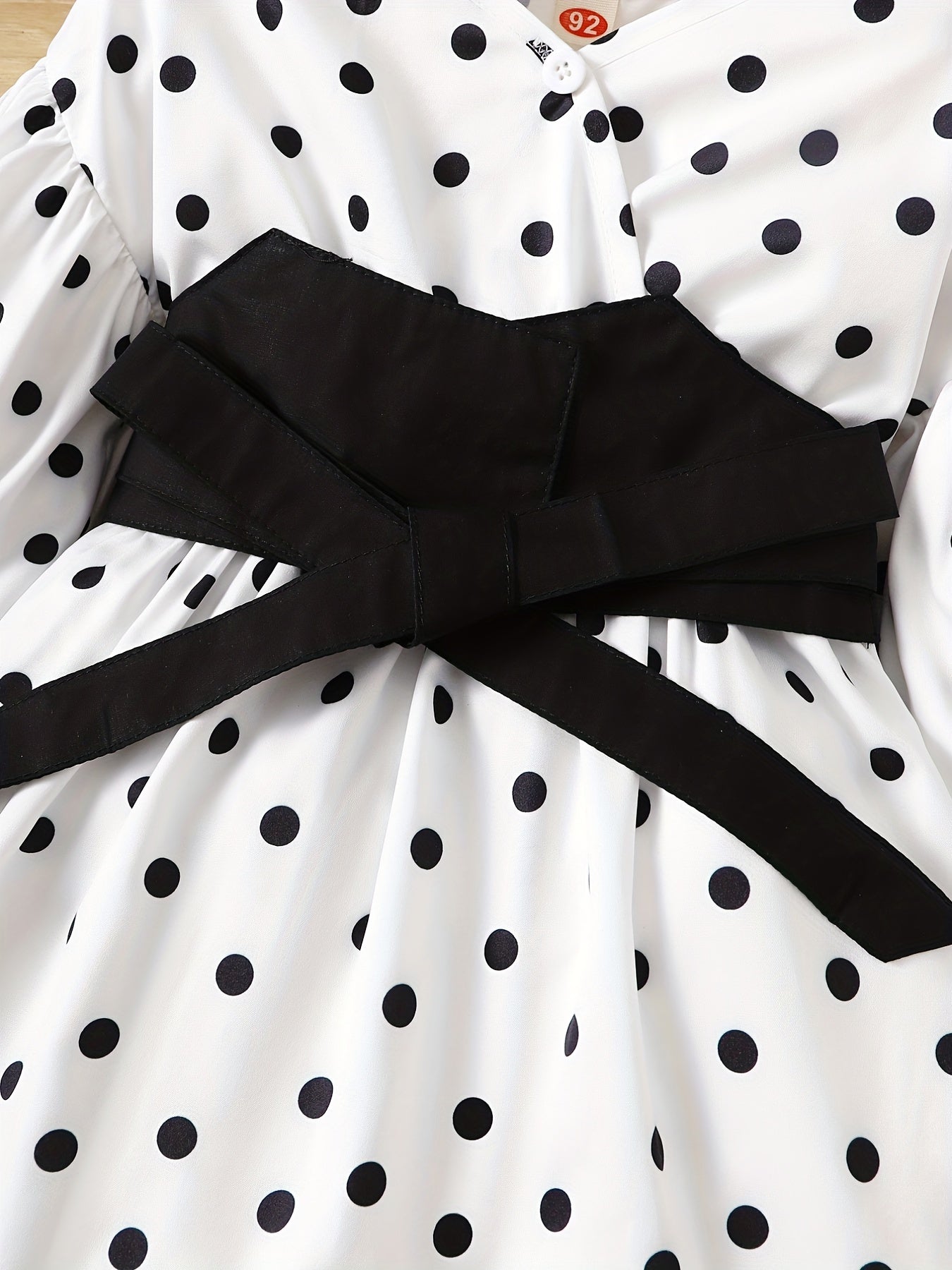 Polka Dot Long Sleeve Dress with Belt