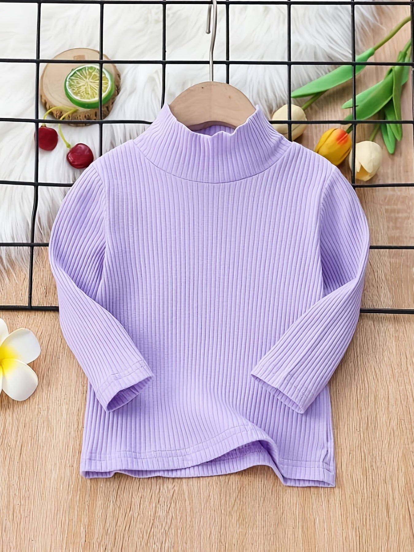 Baby Girl's Ribbed Cotton Bottoming Shirt