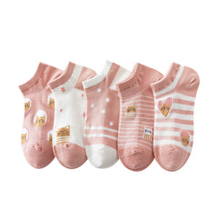 5 Pairs Women's Cute Kitty Crew Socks