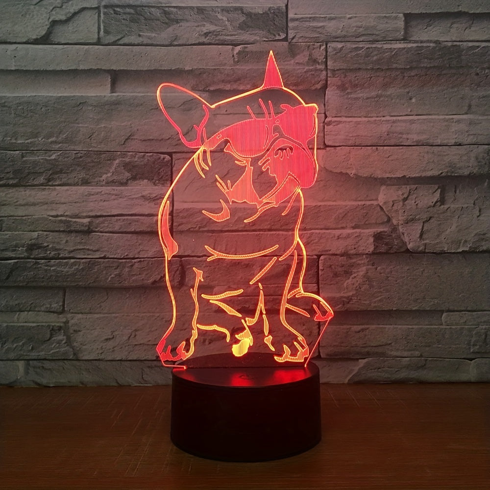 French Bulldog Dog Night Light 3D Puppy Illusion Lamp 16 Colors Remote Control