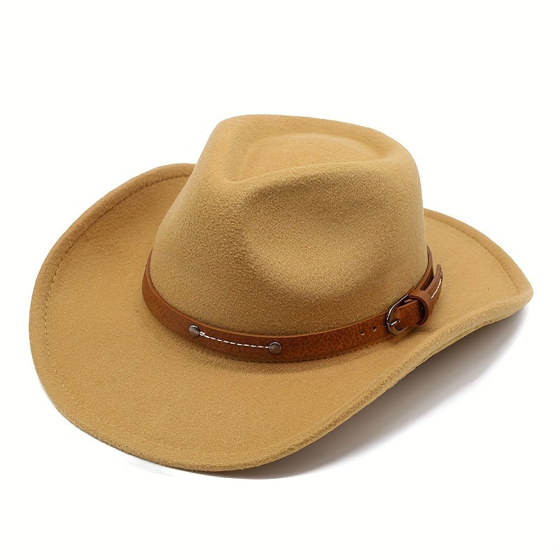 Casual Sunshade Straw Hat with Belt & Metal Buckle for Travel Seaside