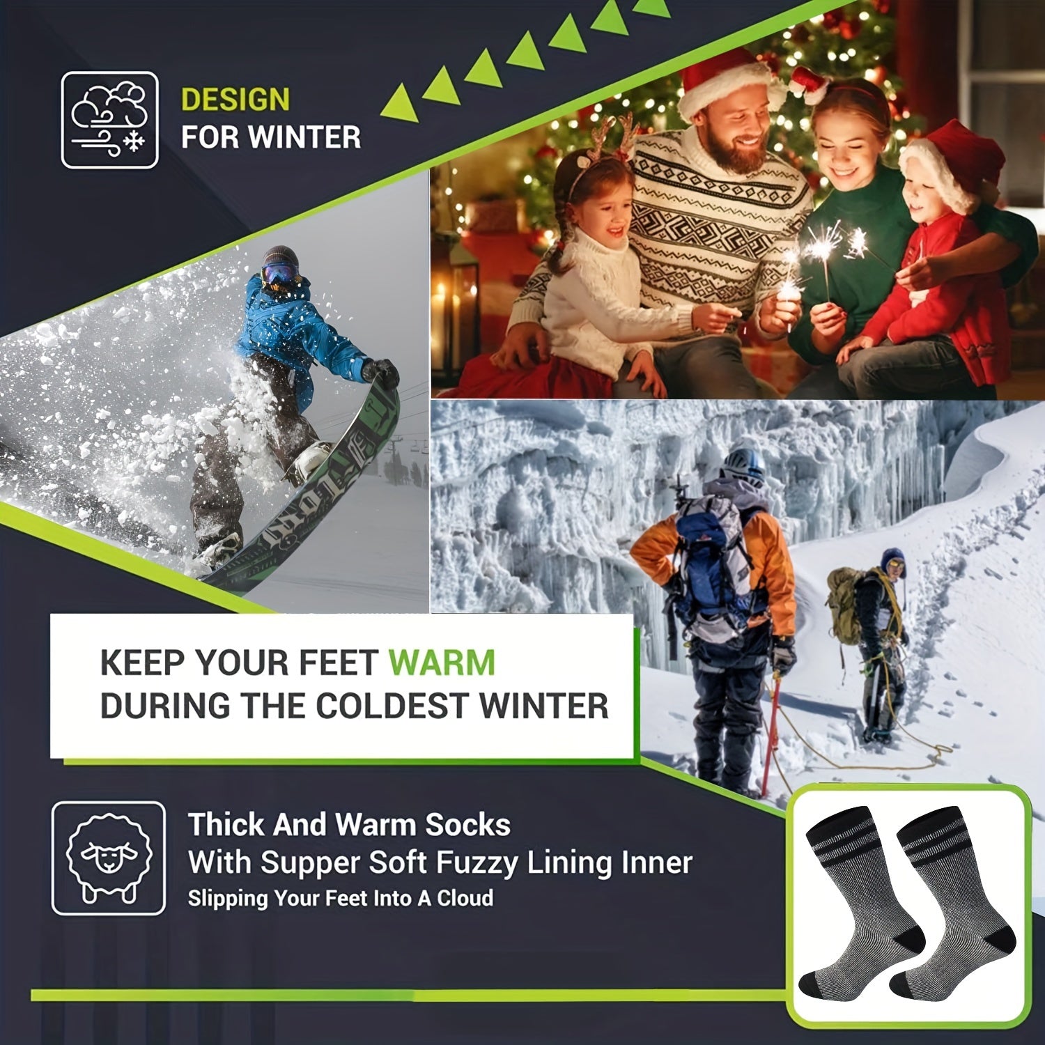 Men's Thermal Athletic Socks - Running Hiking Ski Socks