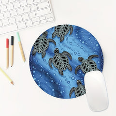 Round Non-Slip Gaming Mouse Pad for Women and Girls - Little Turtle Design