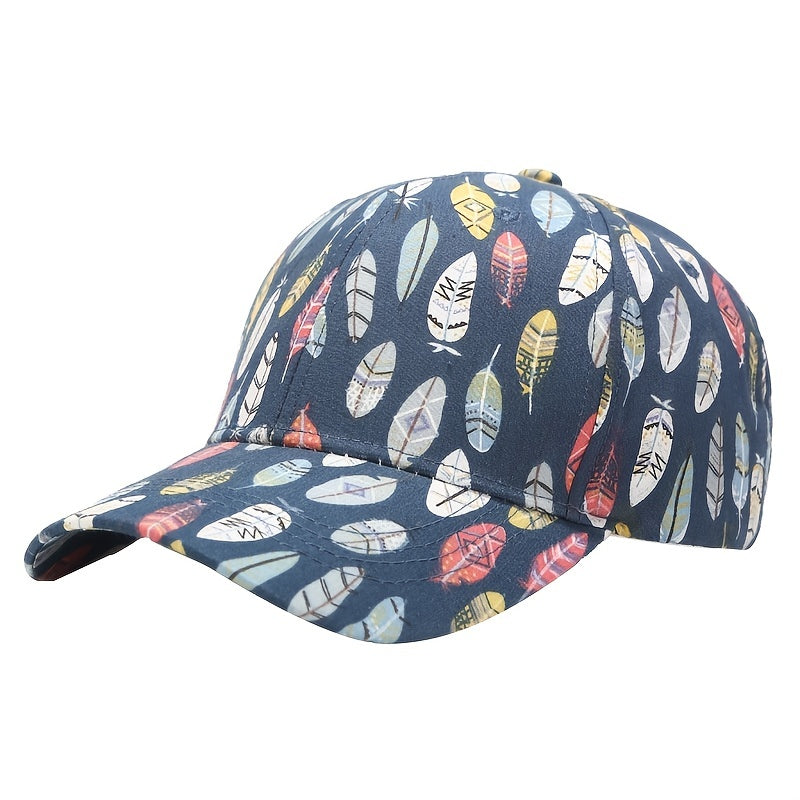 Colorful Leaves Print Baseball Cap Women's Cotton Lightweight Sports Hat