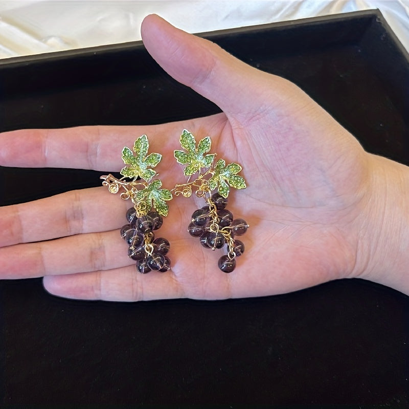 Grape Brooches Rhinestone Purple Fruits Office Pins