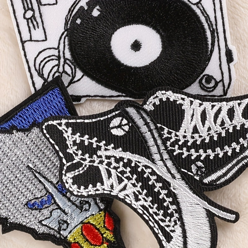 5pcs Boys Vintage Shoes Embroidery DIY Patch for Clothes Backpack Hat