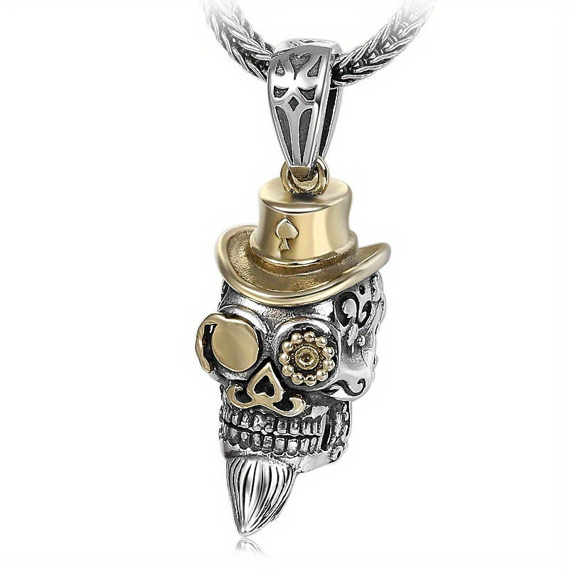 Men's Stainless Steel Skull Head Pendant Vintage Necklace