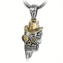 Men's Stainless Steel Skull Head Pendant Vintage Necklace