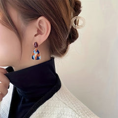 Irregular Patch Earrings Light Sense Square Round Face Jewelry