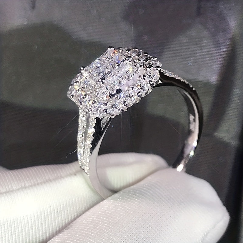 Sparkling Square Cubic Zircon Ring - Anniversary Gift