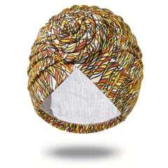 Yellow Striped Print Turban Vintage Beanie Head Wrap