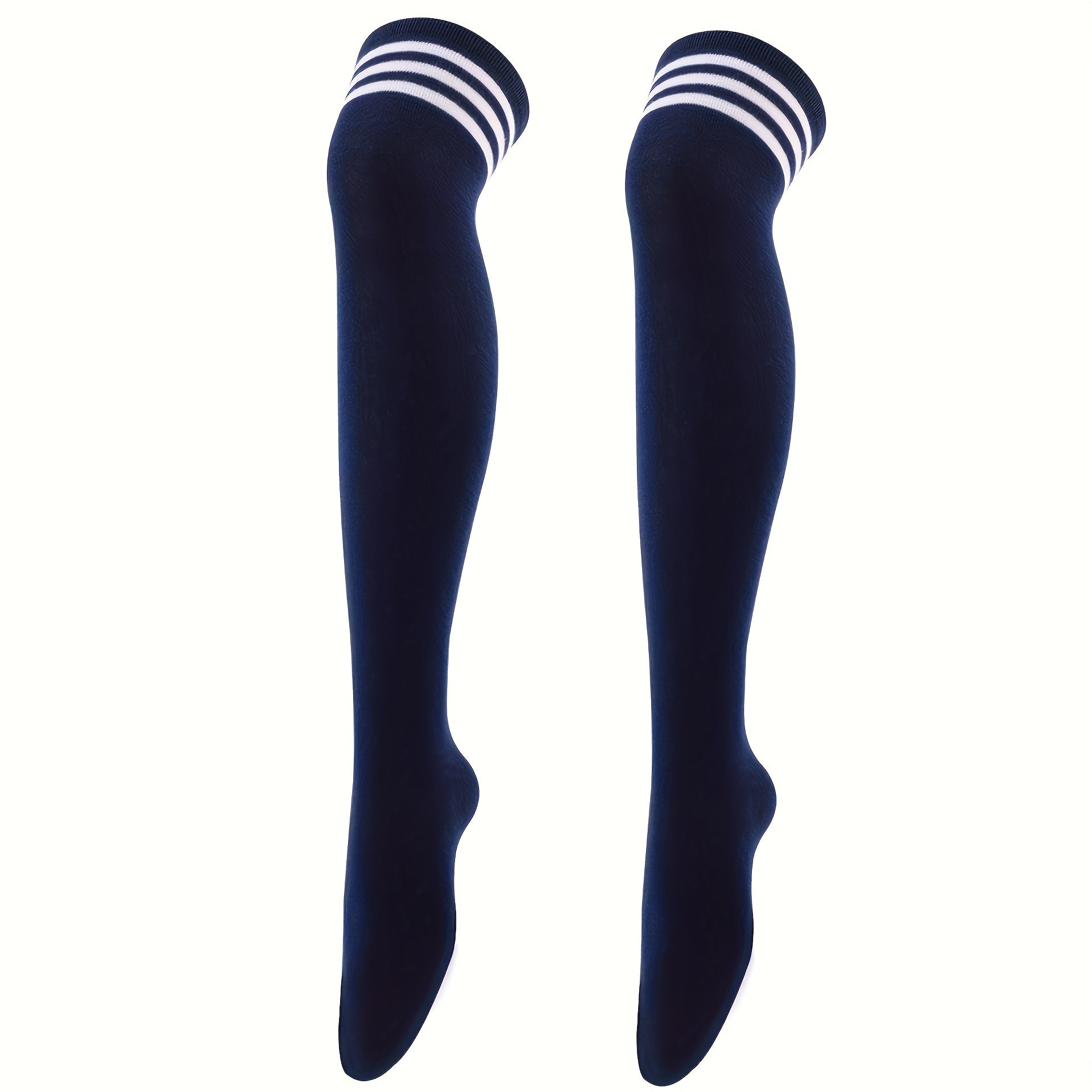 Striped Trim Thigh High Socks Over The Knee Stockings