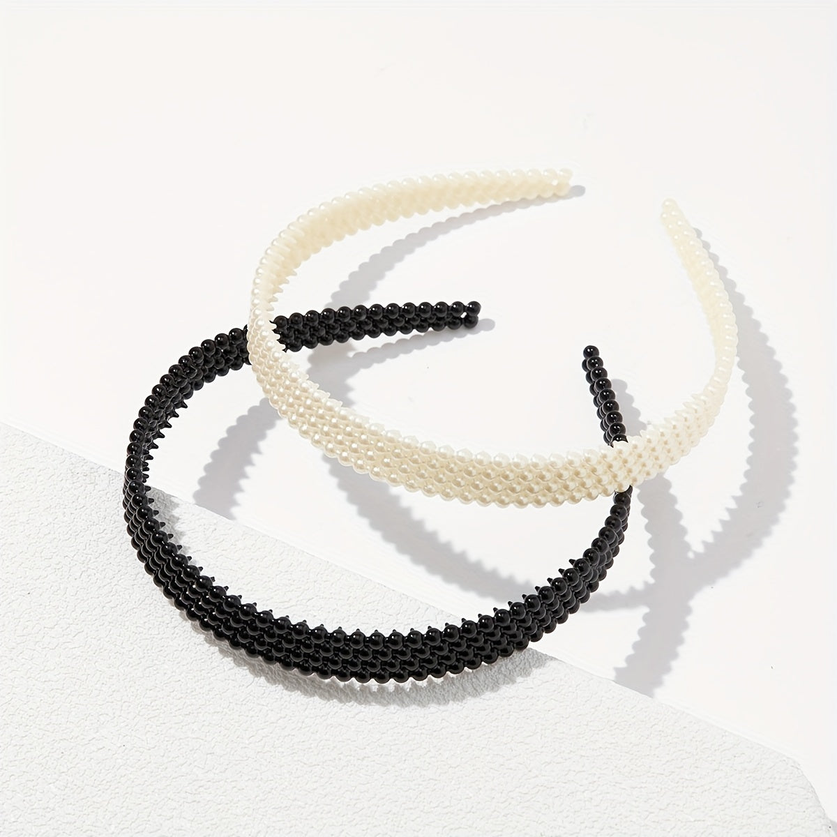 2pcs Faux Pearl Headband Nonslip Head Hoop Hair Band