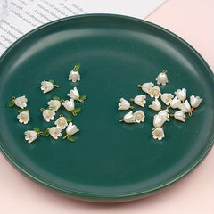 Pearly Bell Orchid Pendant Leaf Flower for DIY Jewelry Accessories