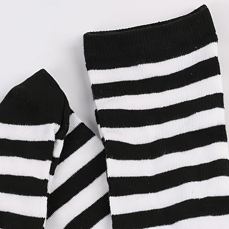 5 Pairs Striped Thigh High Socks for Women