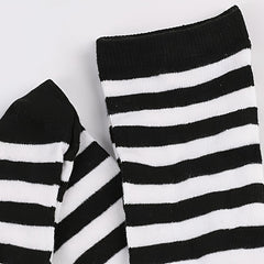5 Pairs Striped Thigh High Socks for Women