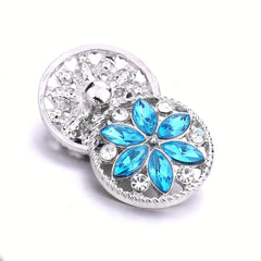 Alloy Flower Decor Round Snap Button with Rhinestones for DIY Jewelry