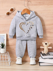 Heart Shape Butterfly Leopard Print Toddler Outfit Set
