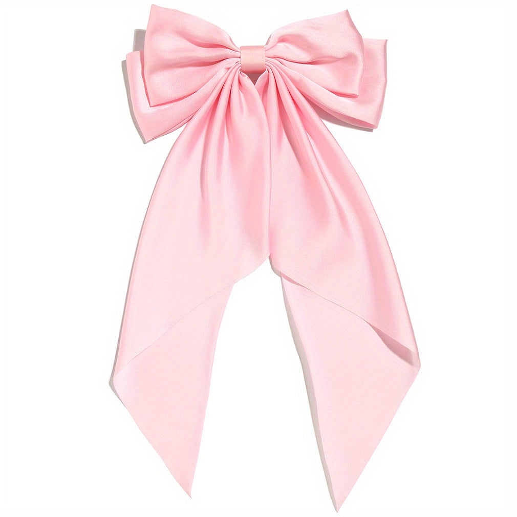 Large Bow Clip Scarf French Barrette Ribbon Hairpin