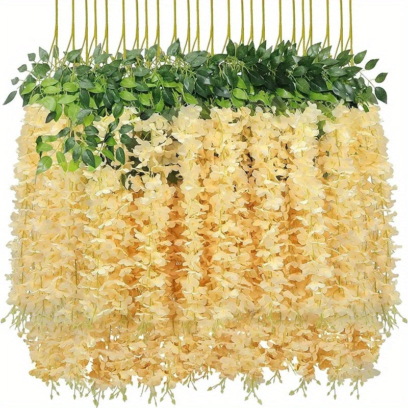 12 Packs Artificial Wisteria Hanging Flower - Home Decor - Wall Decor