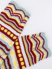  Colorblock Geometric Print Sweater