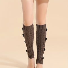 Floral Decor Leg Warmers Warm Knitted Socks Women's Stockings