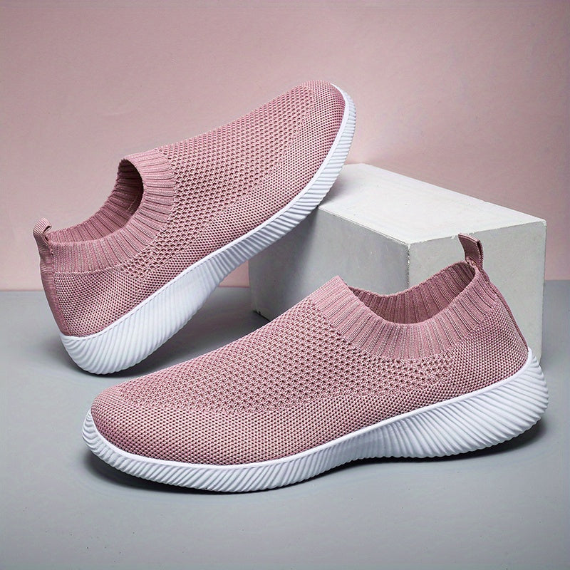 Women's Mesh Slip On Walking Shoes Breathable Anti-slip Outdoor Flat Shoes