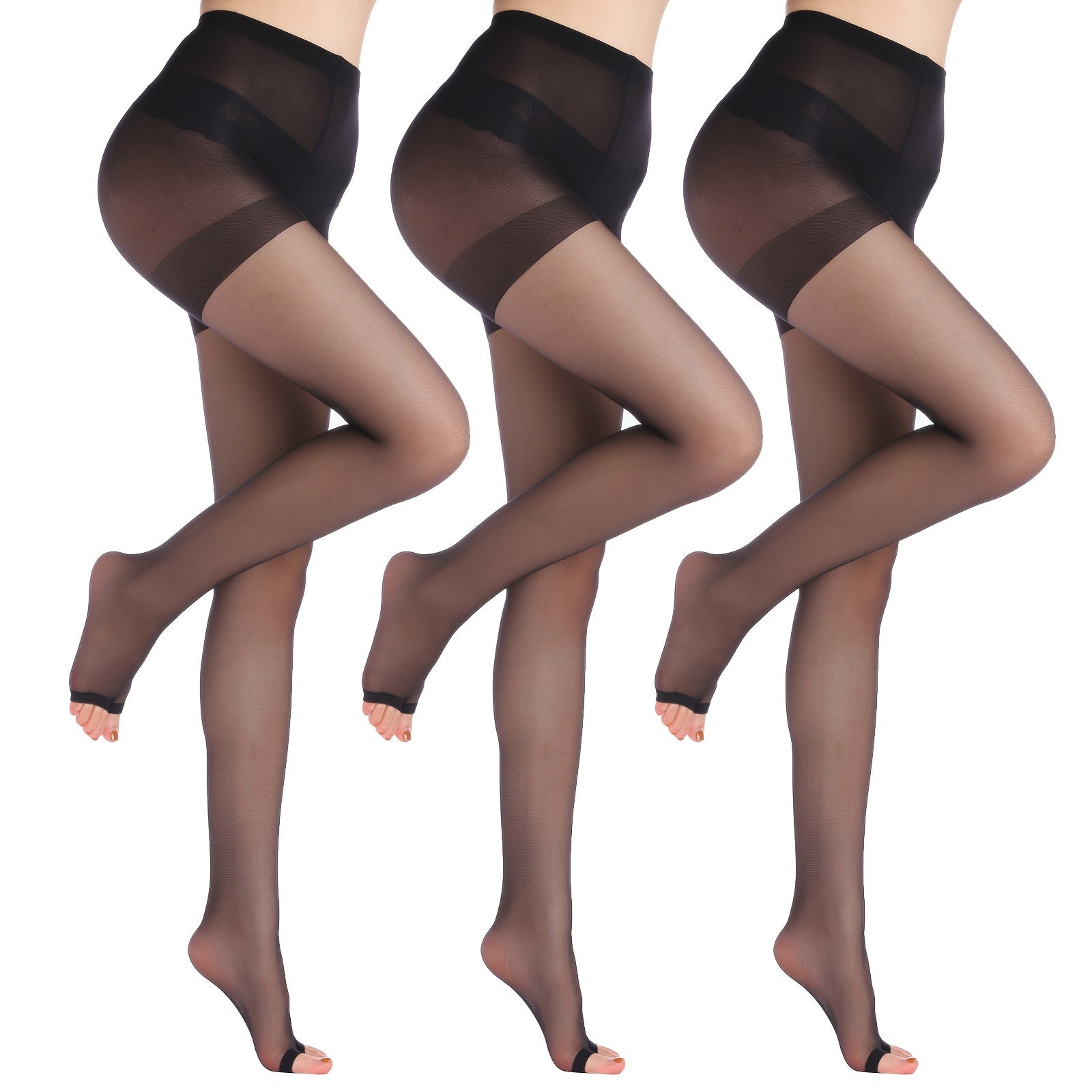 3 Pack Toeless High Waist Slim Pantyhose Elastic Pantyhose