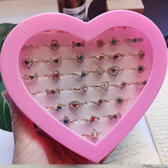 5pcs Children's Adjustable Diamond Alloy Ring