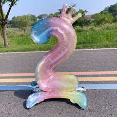 1pc Gradient Number Crown Balloons 0-9 Digital Aluminum Foil Balloon