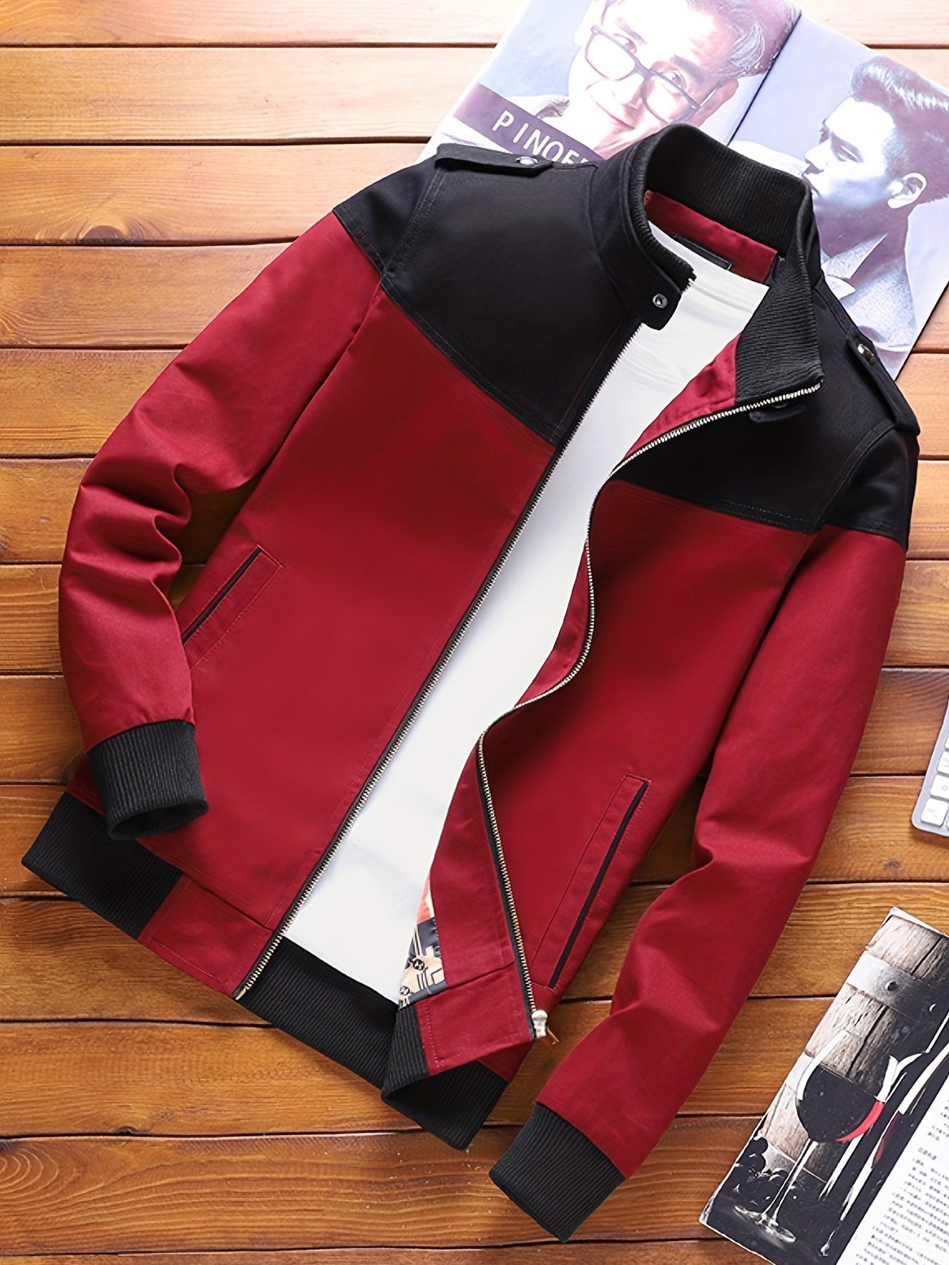 Men's Casual Long Sleeve Zip Up Jacket For Spring Fall