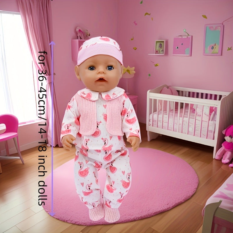 Flamingo Doll Outfit Set - Hat, Shoes, Pants, Top - Fits 35-56-45 Dolls