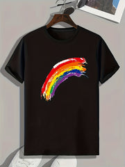 Rainbow Pattern Print Men's Comfy Sports T-shirt Graphic Tee