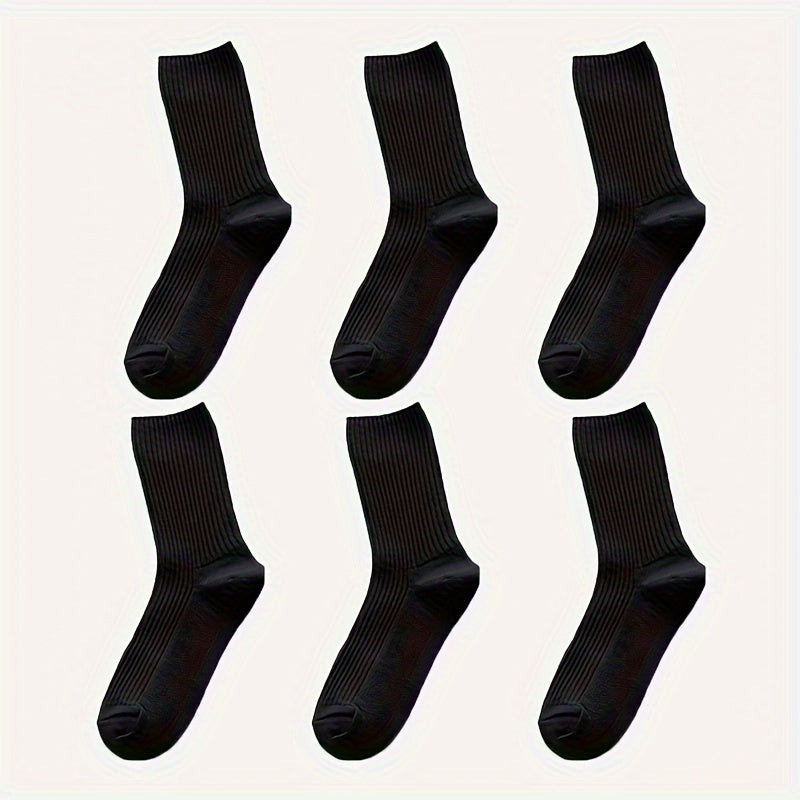6 Pairs Solid Socks Comfy & Breathable Women's Stockings