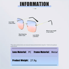 Ombre Rimless Sunglasses Square UV400 Sun Shades for Beach Travel