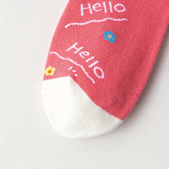 3 Pairs Smiling & Letter Print Women's Crew Socks