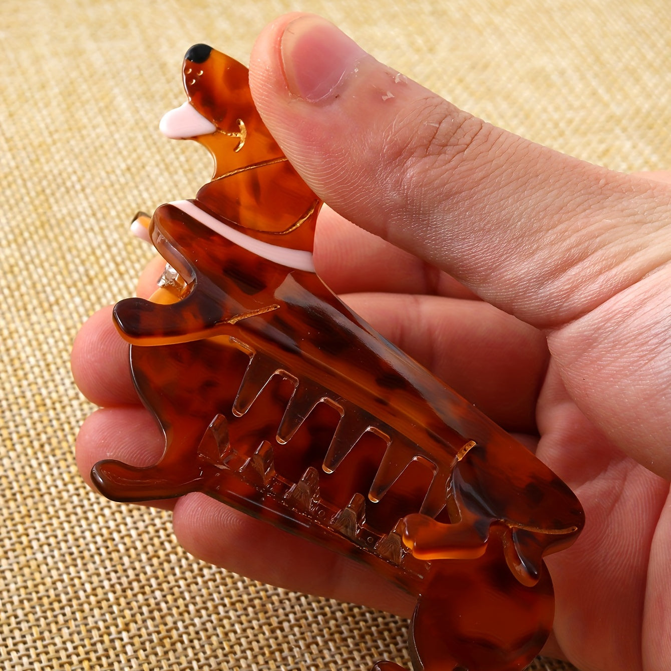 Acrylic Brown Dog Hair Claw Ponytail Holder Hair Accessories