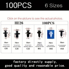 100pcs Nylon Car Interior Bumper Fixer Mudguard Set