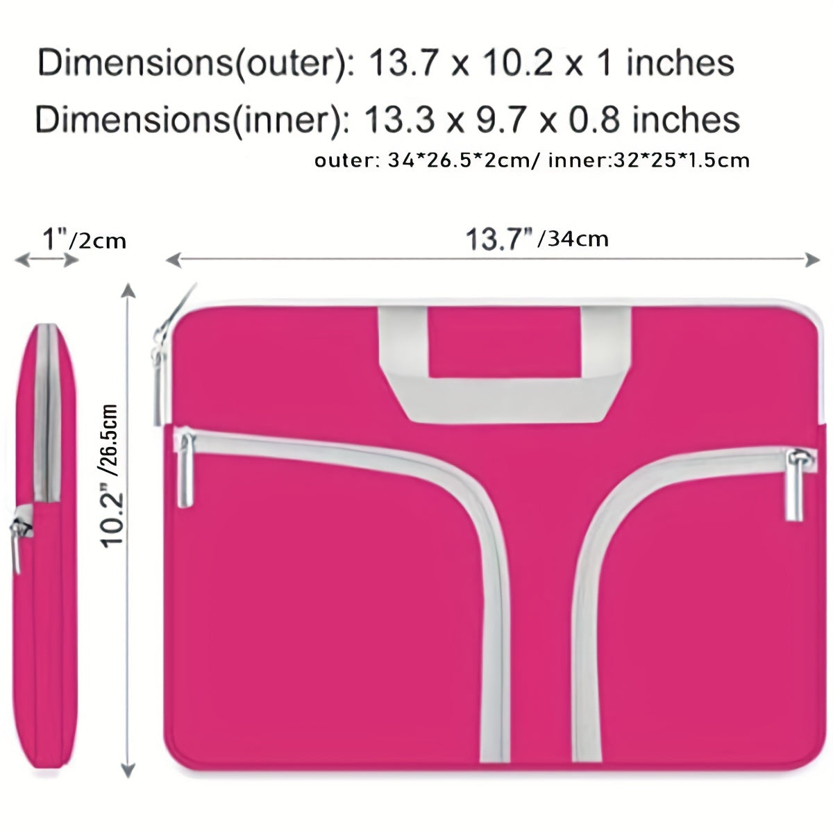 Solid Laptop Bag with Zipper Case Document File Holder Lightweight Briefcase