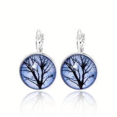 Ethnic Style Time Gemstone Earrings Lotus Violet Pattern Vintage Style Earrings