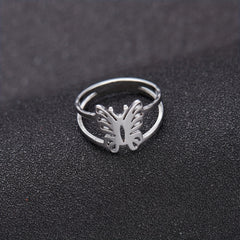 Butterfly Finger Ring Stainless Steel Tail Ring