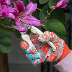 Women Gardening Gloves Soft Cotton Work Gloves Floral Printing PVC Grip Dots
