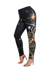  Women's Graphic Print Leggings Elastic Waist Stretch Skinny